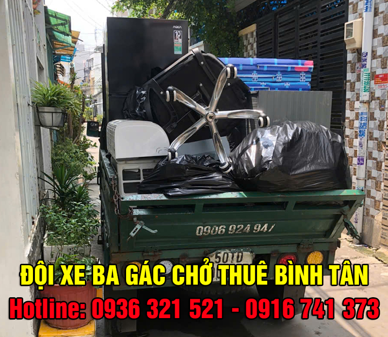 Xe ba gác chở thuê nhanh giá rẻ tại quận Bình Tân TPHCM