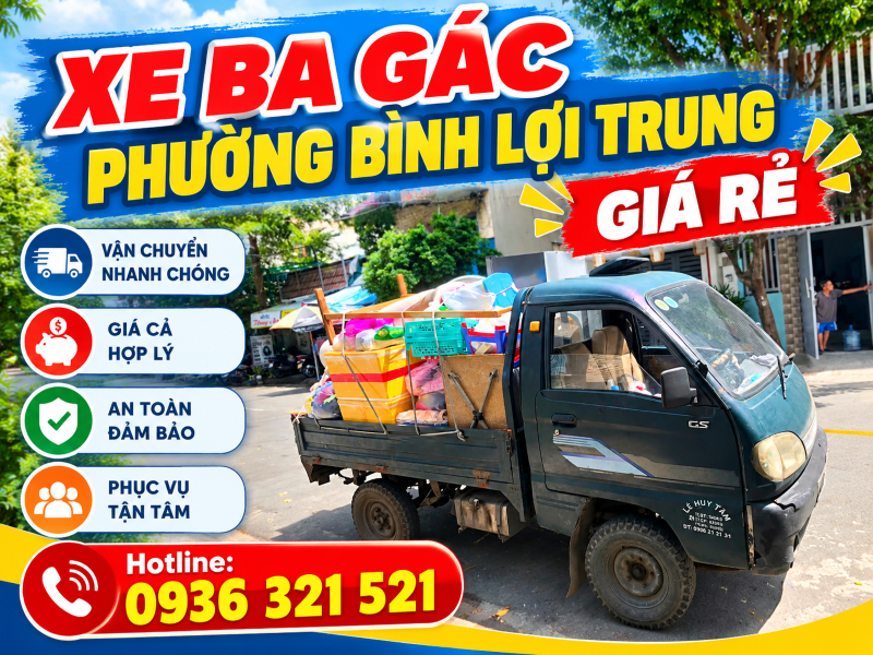 Xe Ba Gác Chở Thuê Phường Bình Lợi Trung TPHCM [Giá Tốt]