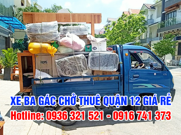 Xe ba gác chở thuê Quận 12 Giá rẻ ✓ Hỗ trợ bốc xếp
