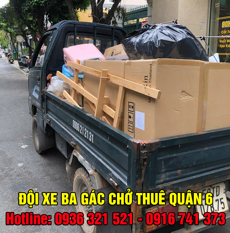 Đặt thuê xe ba gác chở hàng quận 6 gần đây [Giá Cực Rẻ]