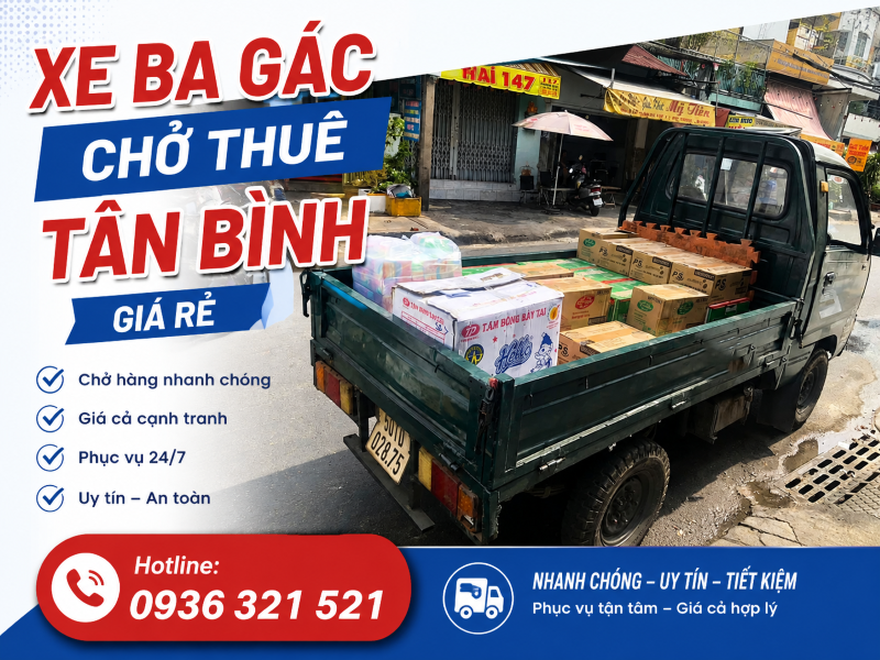 Dịch vụ cho thuê xe ba gác chở hàng giá rẻ tại quận Tân Bình