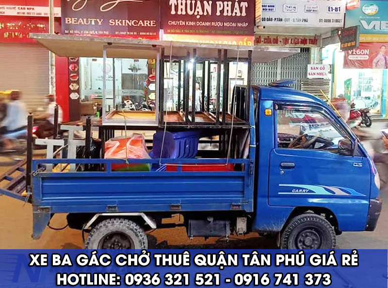 Xe ba gác chở thuê, chuyển trọ, chuyển nhà giá rẻ tại quận Tân Phú