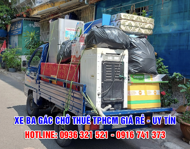  Cho thuê xe ba gác chở hàng - chuyển nhà - văn phòng - kho xưởng trọn gói giá rẻ ở TPHCM